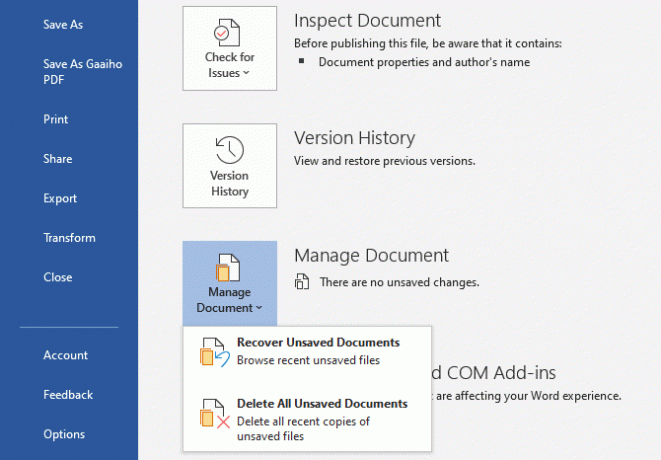 microsoft Office 2019 izterja neshranjene dokumente