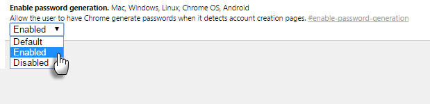 Omogoči geslo za Chrome