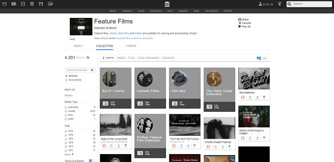 Najboljša spletna mesta za javne filme - archive.org