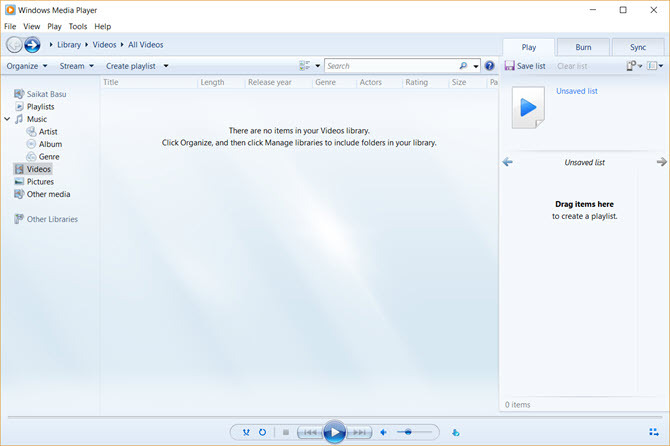 Vmesnik Windows Media Player 12