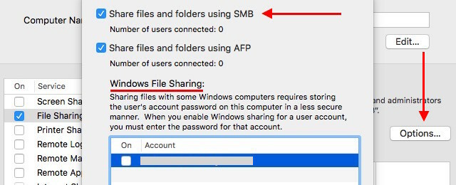 možnosti za izmenjavo datotek osx
