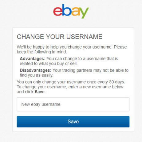 eBay-Change-Uporabniško ime