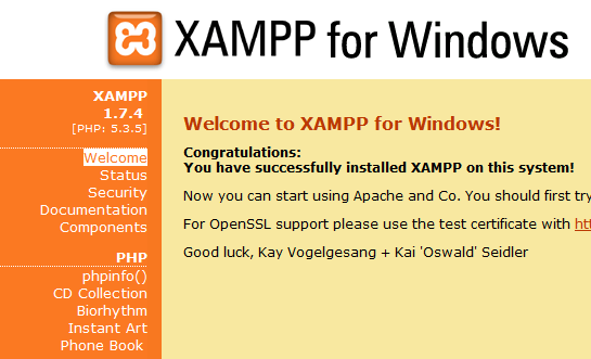 xampp-dobrodošli spletni strežnik Windows