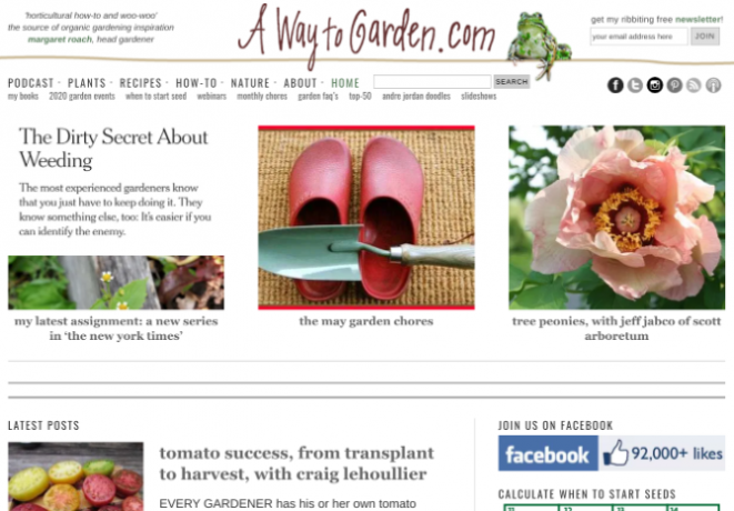 Pot do vrta Margaret Roach je eno najboljših vrtnarskih spletnih strani in blogov na internetu, z veliko brezplačnih orodij in podcasto