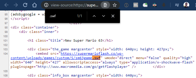 Chrome najdi datoteko SWF na strani