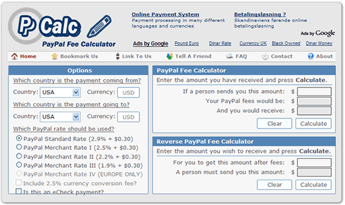 PPCalc - spletni kalkulator plačila PayPal
