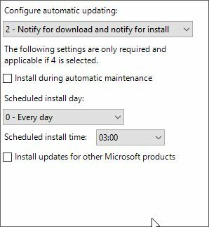 Konfigurirajte samodejno posodabljanje pravilnika skupine Windows 10