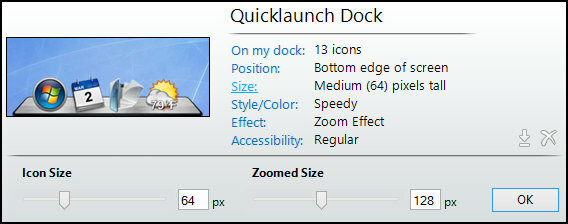 ObjectDock: Hitro prilagodite namizje in povečajte njegovo funkcionalnost [Windows] ObjectDock Settings Home Size