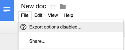Možnosti izvoza so onemogočene v Googlu Drive