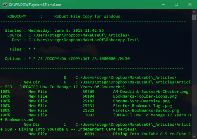 Primer Robocopy Windows