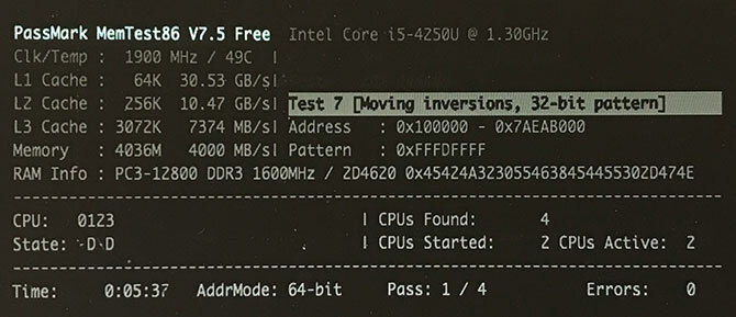 MemTest86 Deluje na MacBook Air-u
