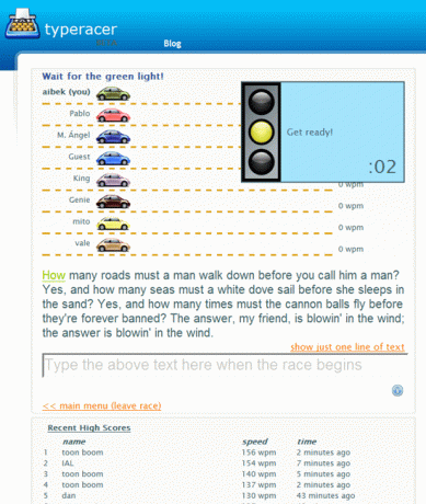 TypeRacer - Tipkanje igre