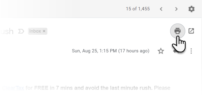 Kliknite ikono Gmaila za tiskanje e-pošte 