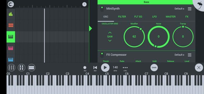 postavitev zaslona FL Studio s prikazom klavirskih rolojev