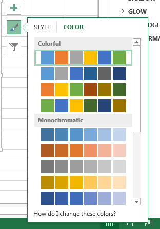 Prednastavitve barv Excel