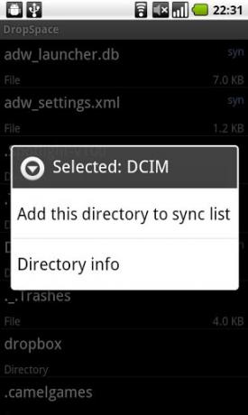 android sync sd kartice dropbox