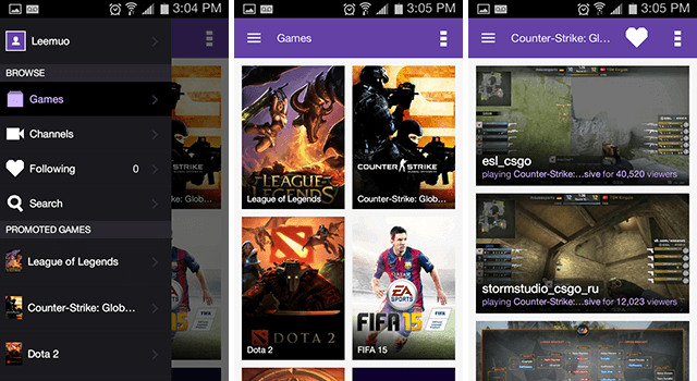 twitch-android-app-vmesnik