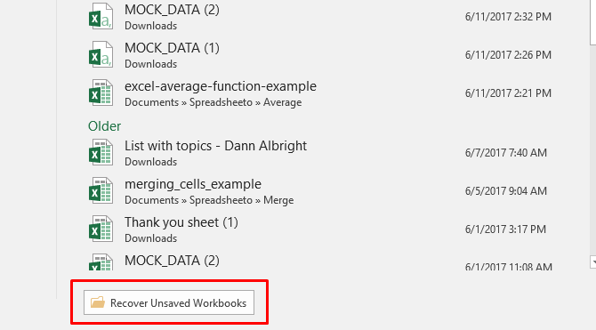 izterjati neshranjene delovne zvezke excel