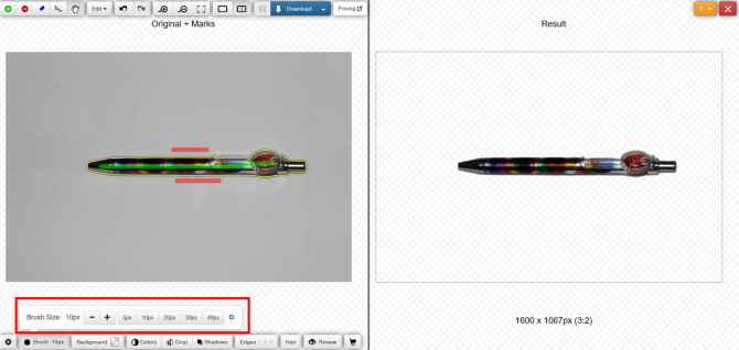 ClippingMagic vmesnik
