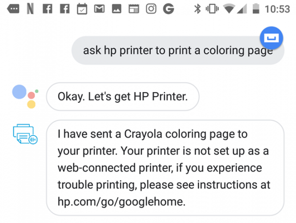 Tiskanje Google Assistant