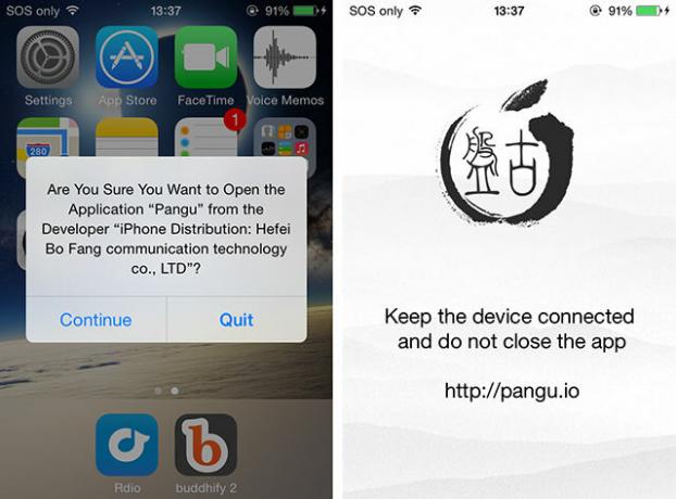 Kako narediti jailbreak iOS 7.1.x in namestiti Cydia z aplikacijo Pangu panguapp