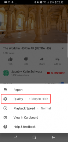 Google začne glavni YouTube HDR Rollout za Android Mobile App YouTube App 1080pHDR