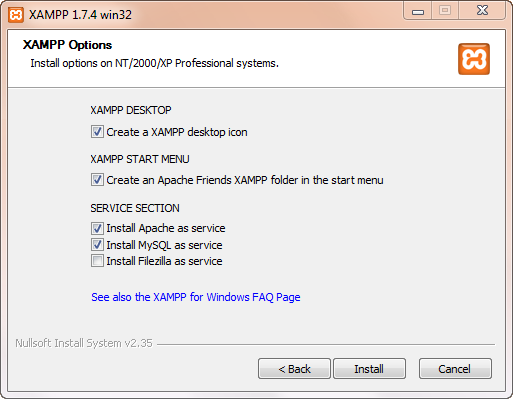 xampp-namestite namestite spletni strežnik Windows