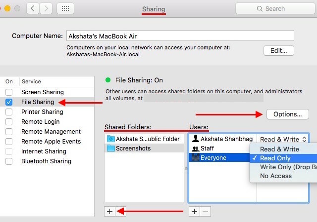 deljenje datotek osx