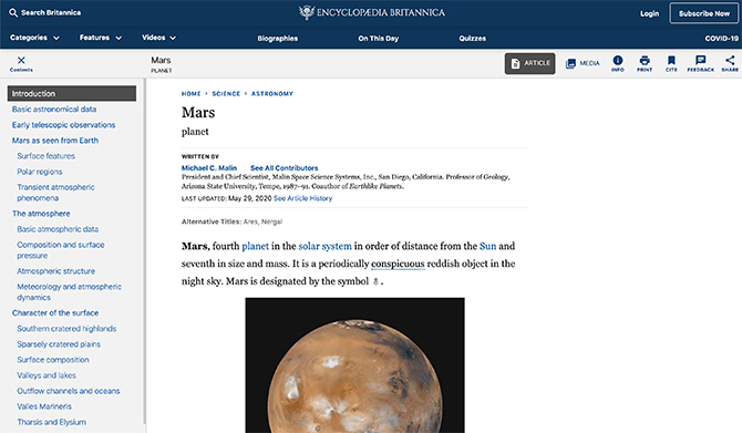 Definicija in informacije o Marsu
