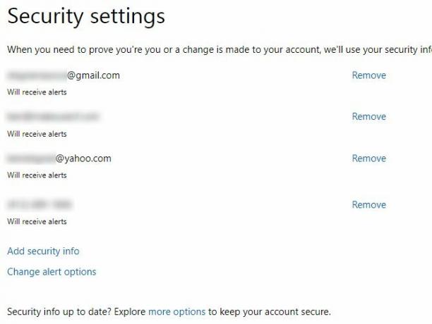 nastavitve varnosti Microsoftovega računa