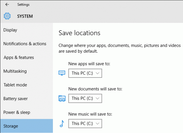 Windows 10 Storage Location