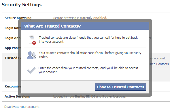 facebook zaupanja vredni prijatelji