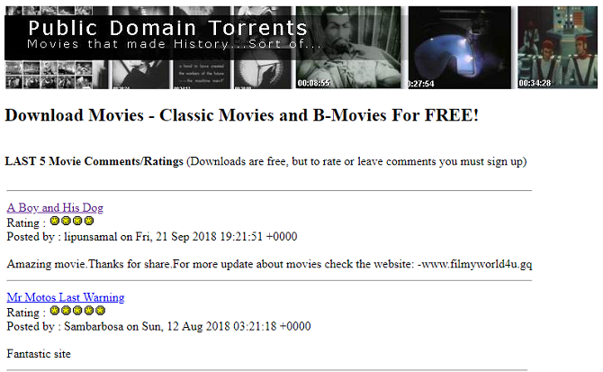 Najboljša spletna mesta za javne domene filmov - Torrents javnih domen