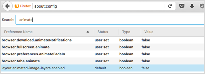 Firefox o config animate