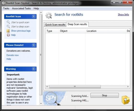 Spybot - Iskanje in uničenje: Preprosta, a učinkovita pot za čiščenje računalnika z zlonamerne programske opreme Napredno skeniranje programov Rootkit