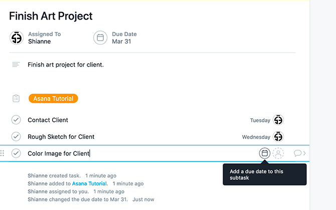 Ustvari projekt Asana Dodajte več podvrste