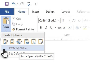 Microsoft Word Prilepi poseben desni klik