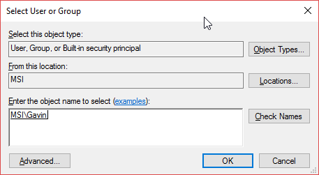 Windows 10 izberite dovoljenja uporabnikov ali skupin