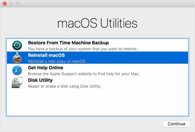 Znova namestite macOS iz pripomočkov