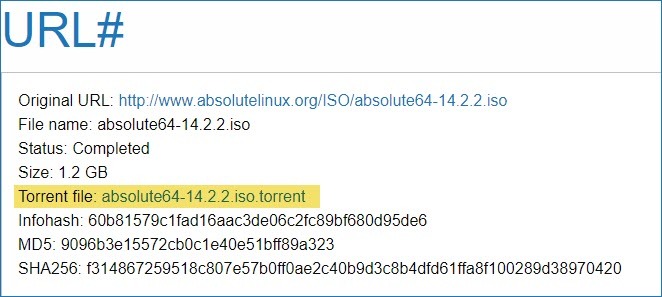 Kako ustvariti torrente za velike datoteke Prenos datoteke URLHash Torrent