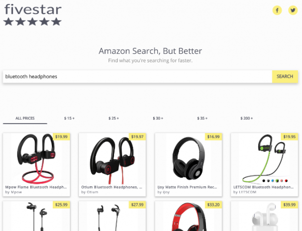 FiveStar je minimalističen iskalnik amazon