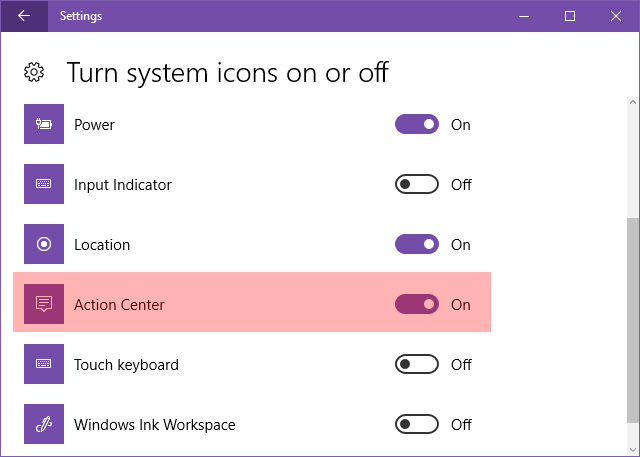 nastavitve sistema Windows-10-ikone