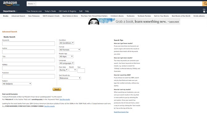 Amazon napredno iskanje