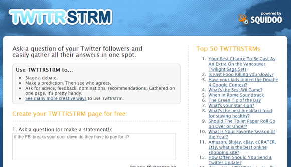 6 Twitter-ove spletne aplikacije za vprašanja iz Twitter Crowd twttrstrm