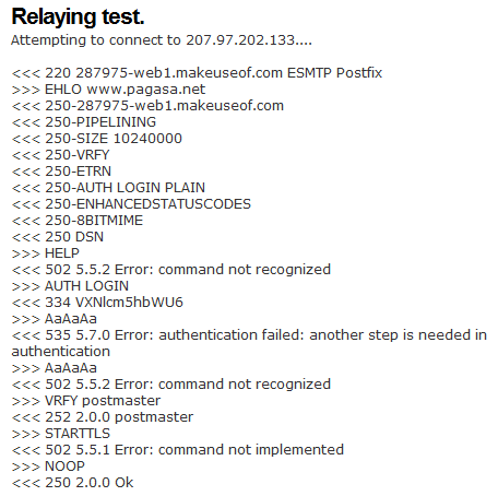 preizkusite strežnik smtp