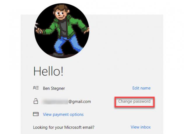 Microsoftov račun za spremembo gesla