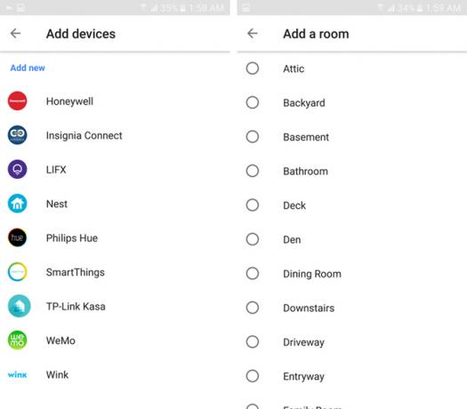 google pomočnik nadzor doma dodate napravo sobo