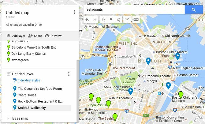 Restavracije slojev Google Maps