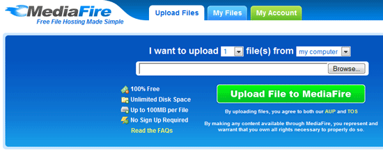 MediaFire - Neomejeno shranjevanje datotek