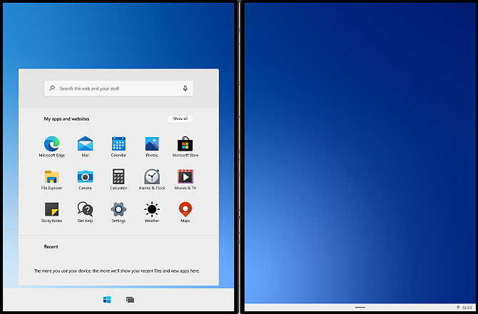 Windows 10x dvojni zaslon domače strani